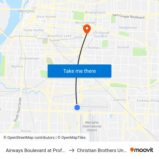 Airways Boulevard at Professional to Christian Brothers University map