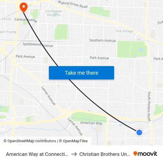 American Way at Connecting Road to Christian Brothers University map