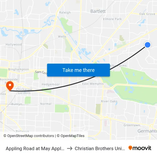 Appling Road at May Apple Drive to Christian Brothers University map