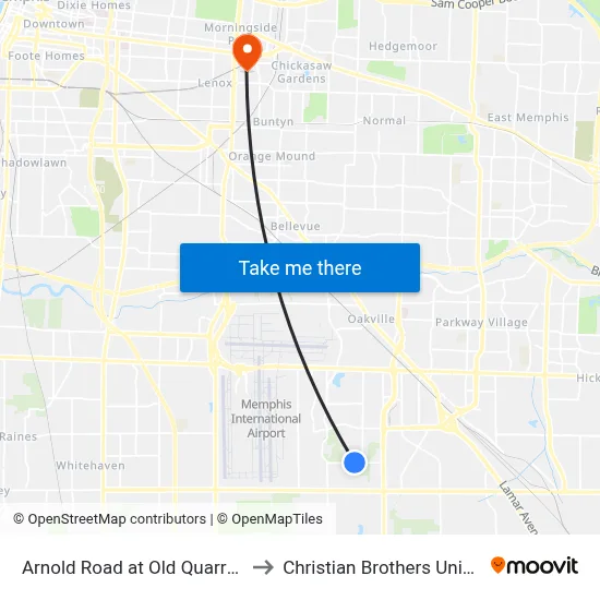 Arnold Road at Old Quarry Road to Christian Brothers University map