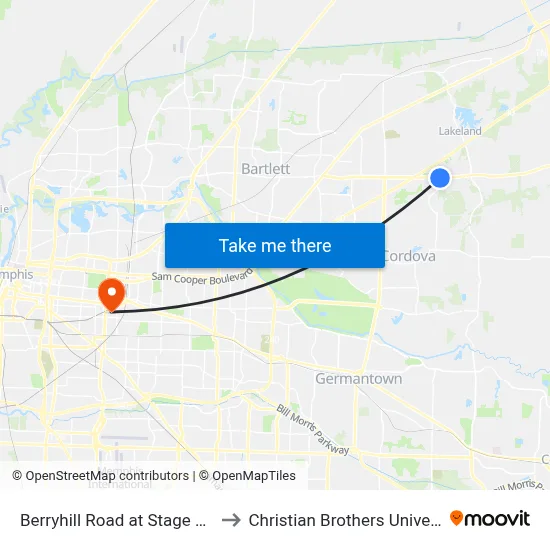 Berryhill Road at Stage Road to Christian Brothers University map