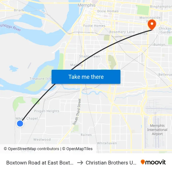 Boxtown Road at East Boxtown Road to Christian Brothers University map