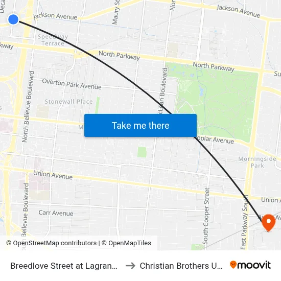 Breedlove Street at Lagrange Avenue to Christian Brothers University map