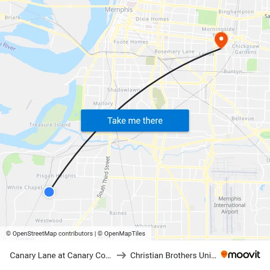Canary Lane at Canary Cove West to Christian Brothers University map