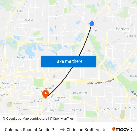 Coleman Road at Austin Peay Hwy to Christian Brothers University map