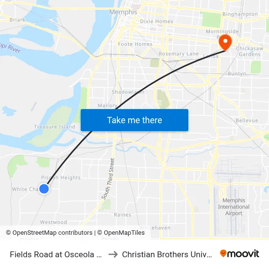 Fields Road at Osceola Road to Christian Brothers University map