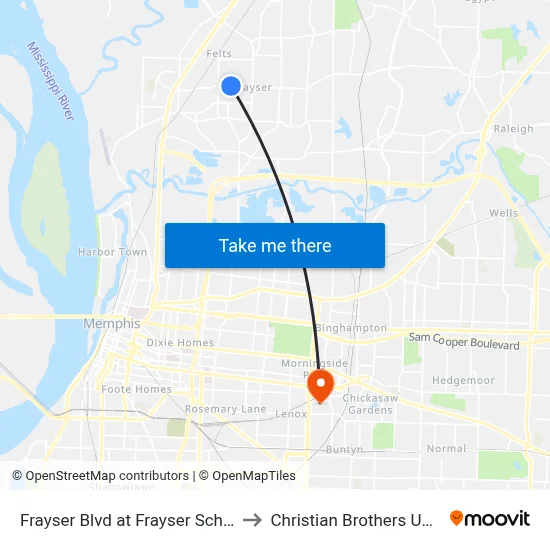 Frayser Blvd at Frayser School Drive to Christian Brothers University map