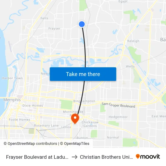Frayser Boulevard at Ladue Street to Christian Brothers University map