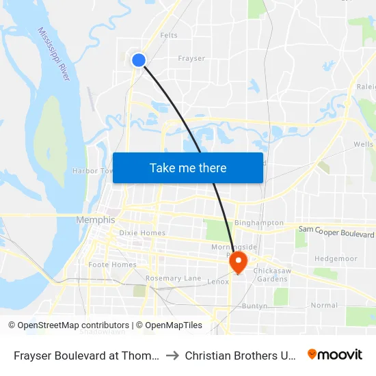 Frayser Boulevard at Thomas Street to Christian Brothers University map