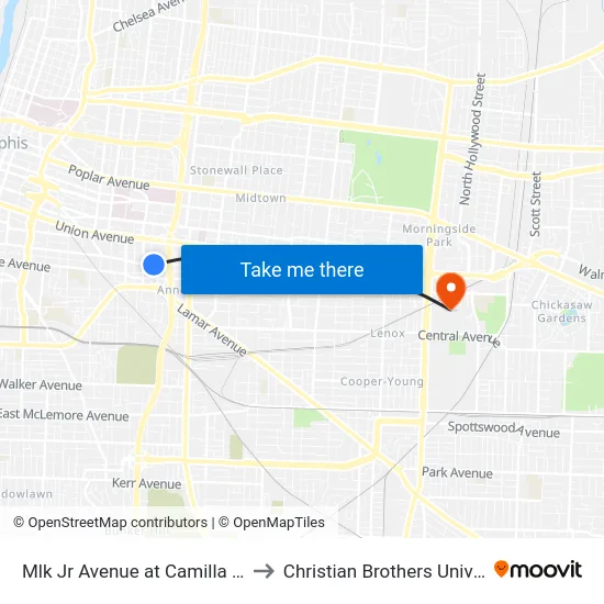 Mlk Jr Avenue at Camilla Street to Christian Brothers University map