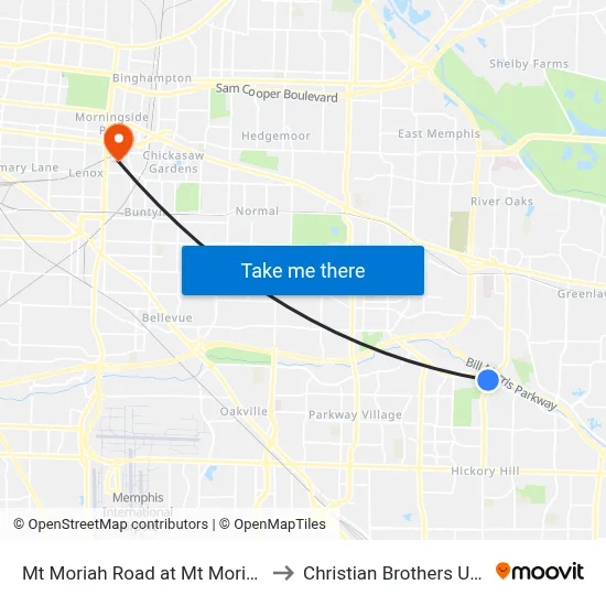 Mt Moriah Road at Mt Moriah Terrace to Christian Brothers University map