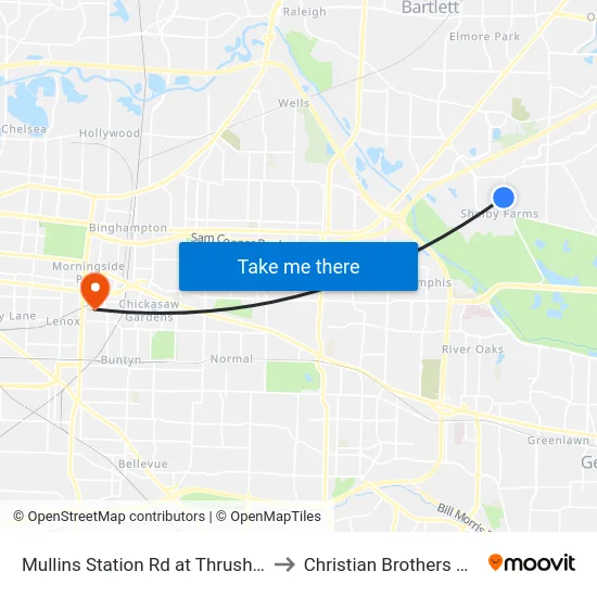 Mullins Station Rd at Thrushcross Drive to Christian Brothers University map