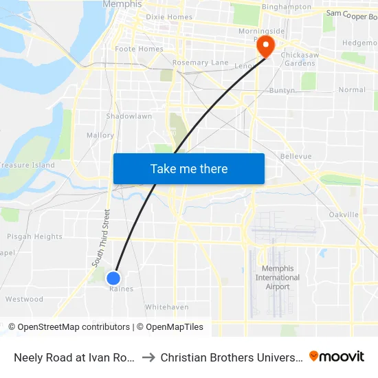 Neely Road at Ivan Road to Christian Brothers University map
