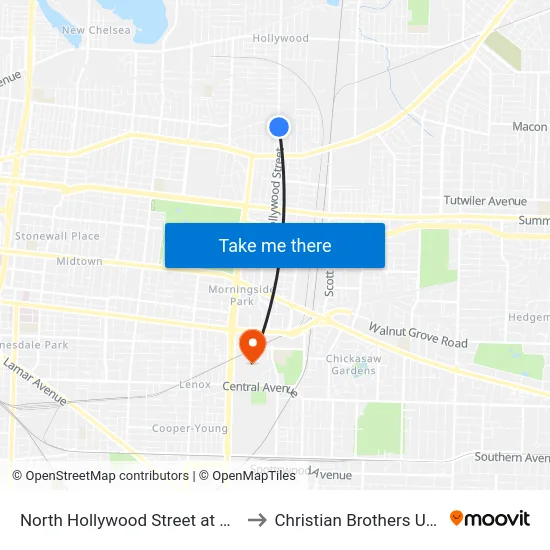 North Hollywood Street at Dana Drive to Christian Brothers University map