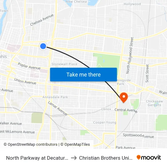 North Parkway at Decatur Street to Christian Brothers University map