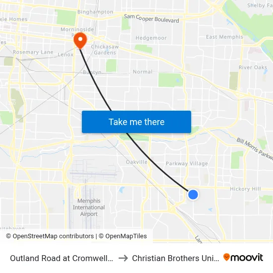 Outland Road at Cromwell Avenue to Christian Brothers University map