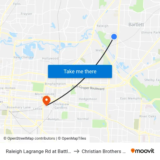 Raleigh Lagrange Rd at Battle Creeek Dr to Christian Brothers University map