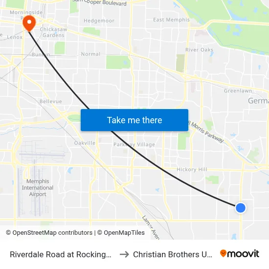 Riverdale Road at Rockingham Road to Christian Brothers University map