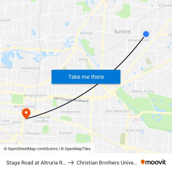 Stage Road at Altruria Road to Christian Brothers University map