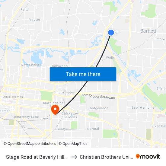 Stage Road at Beverly Hills Street to Christian Brothers University map