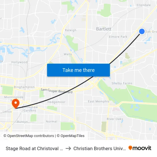 Stage Road at Christoval Street to Christian Brothers University map