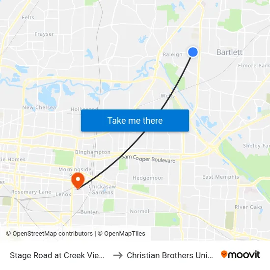 Stage Road at Creek View Drive to Christian Brothers University map