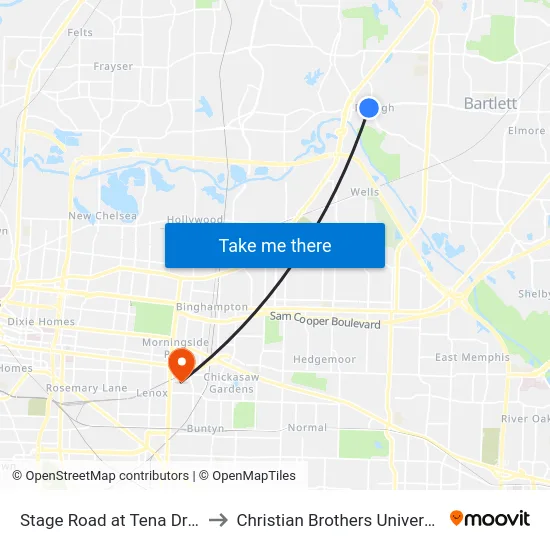 Stage Road at Tena Drive to Christian Brothers University map