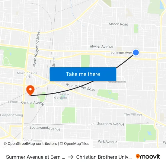 Summer Avenue at Eern Drive to Christian Brothers University map