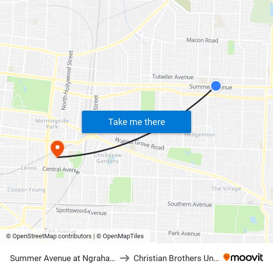 Summer Avenue at Ngraham Street to Christian Brothers University map