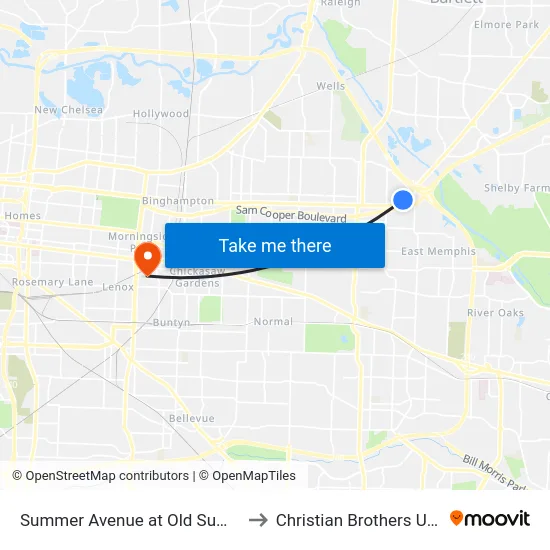 Summer Avenue at Old Summer Road to Christian Brothers University map