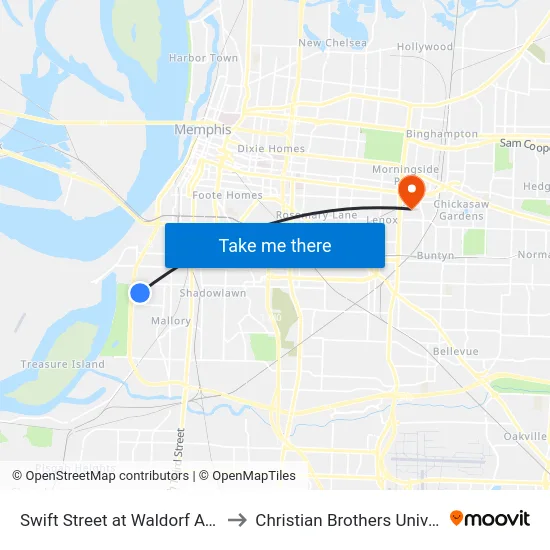 Swift Street at Waldorf Avenue to Christian Brothers University map