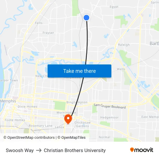 Swoosh Way to Christian Brothers University map