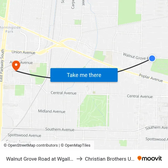 Walnut Grove Road at Wgalloway Drive to Christian Brothers University map