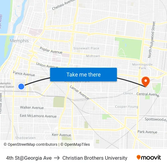 4th St@Georgia Ave to Christian Brothers University map
