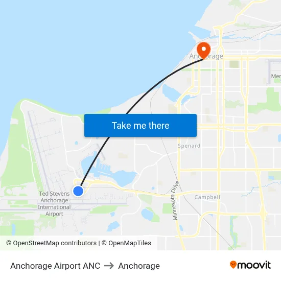 Anchorage Airport ANC to Anchorage map
