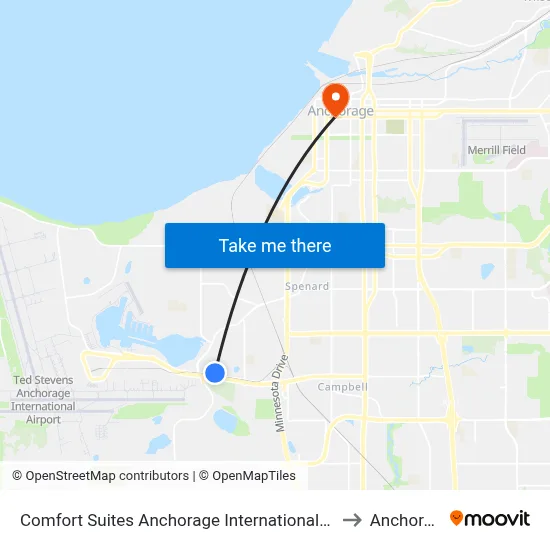 Comfort Suites Anchorage International Airport to Anchorage map