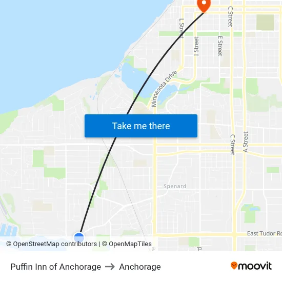 Puffin Inn of Anchorage to Anchorage map