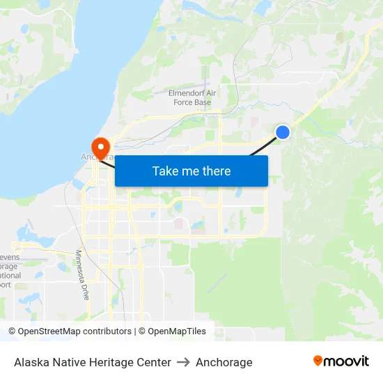 Alaska Native Heritage Center to Anchorage map