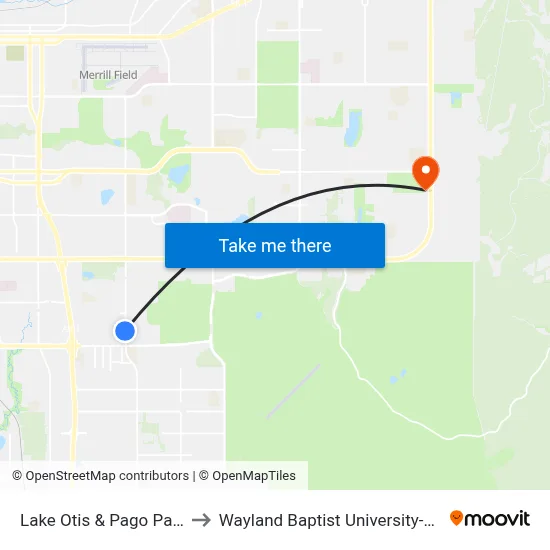 Lake Otis & Pago Pago Nnw to Wayland Baptist University-Anchorage map