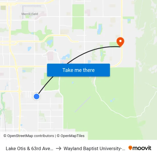 Lake Otis & 63rd Avenue Ssw to Wayland Baptist University-Anchorage map