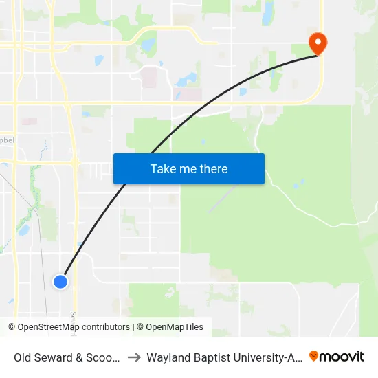 Old Seward & Scooter Nne to Wayland Baptist University-Anchorage map