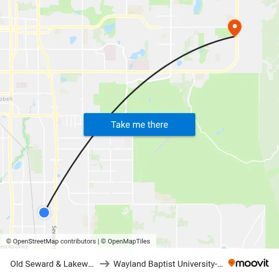 Old Seward & Lakewood Nnw to Wayland Baptist University-Anchorage map
