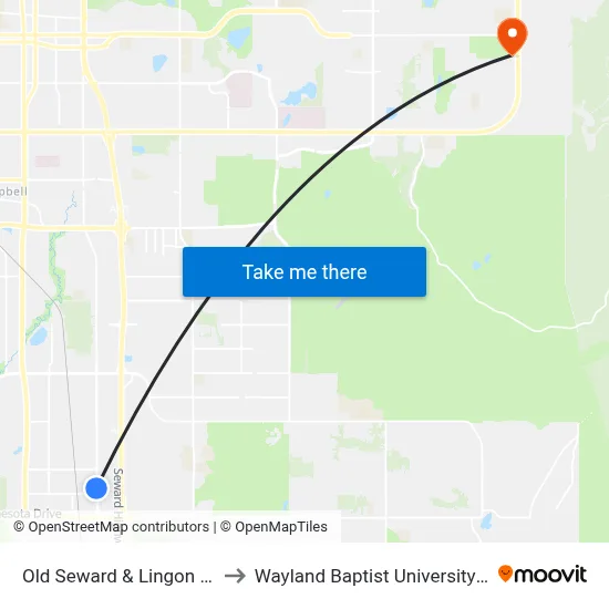 Old Seward & Lingon Berry Ssw to Wayland Baptist University-Anchorage map