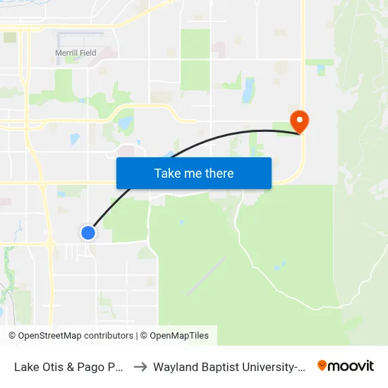 Lake Otis & Pago Pago Nne to Wayland Baptist University-Anchorage map