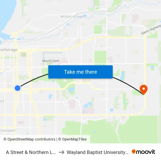 A Street & Northern Lights Nne to Wayland Baptist University-Anchorage map