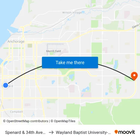 Spenard & 34th Avenue Ssw to Wayland Baptist University-Anchorage map