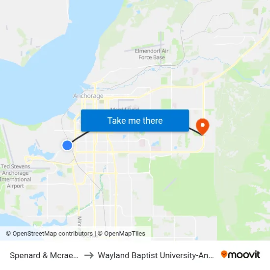 Spenard & Mcrae Wnw to Wayland Baptist University-Anchorage map