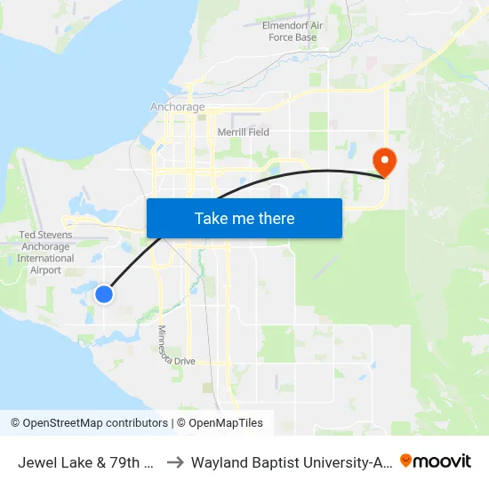 Jewel Lake & 79th Ave Sse to Wayland Baptist University-Anchorage map