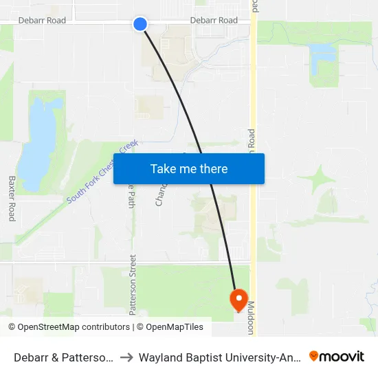 Debarr & Patterson Ese to Wayland Baptist University-Anchorage map