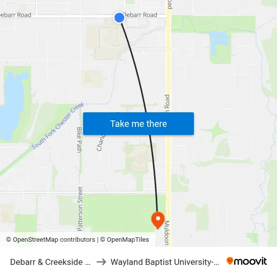 Debarr & Creekside Ctr Wsw to Wayland Baptist University-Anchorage map